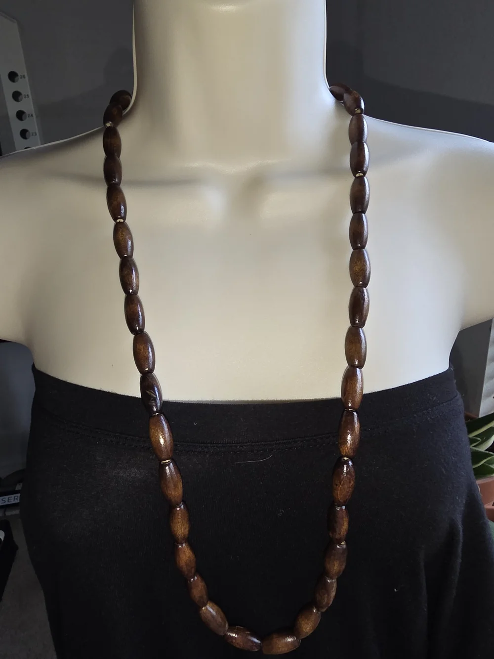 Boho Wood Bead Necklaces & Hoop Earrings Set